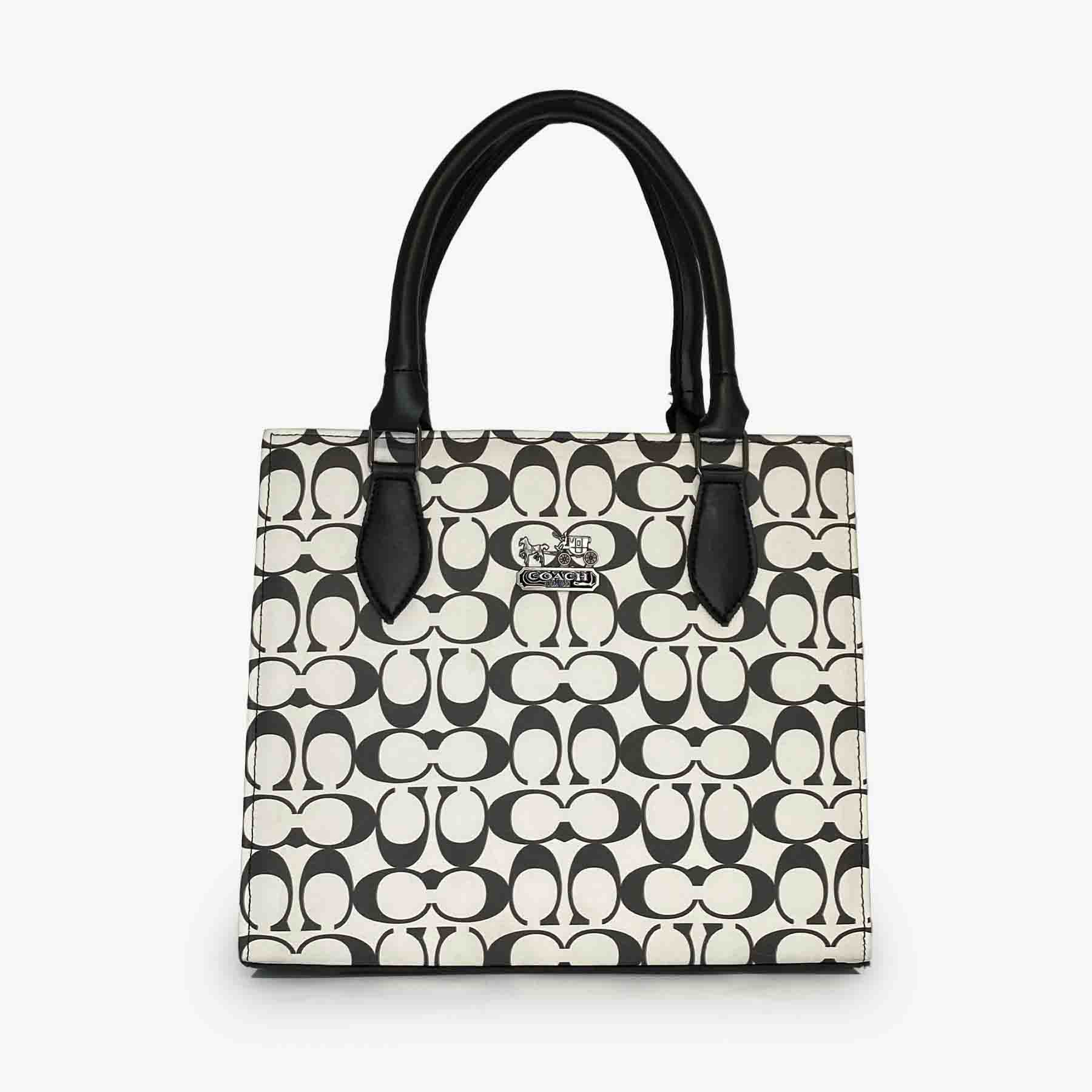 Coach White Black Tote Bag Coach White Black Tote Bag